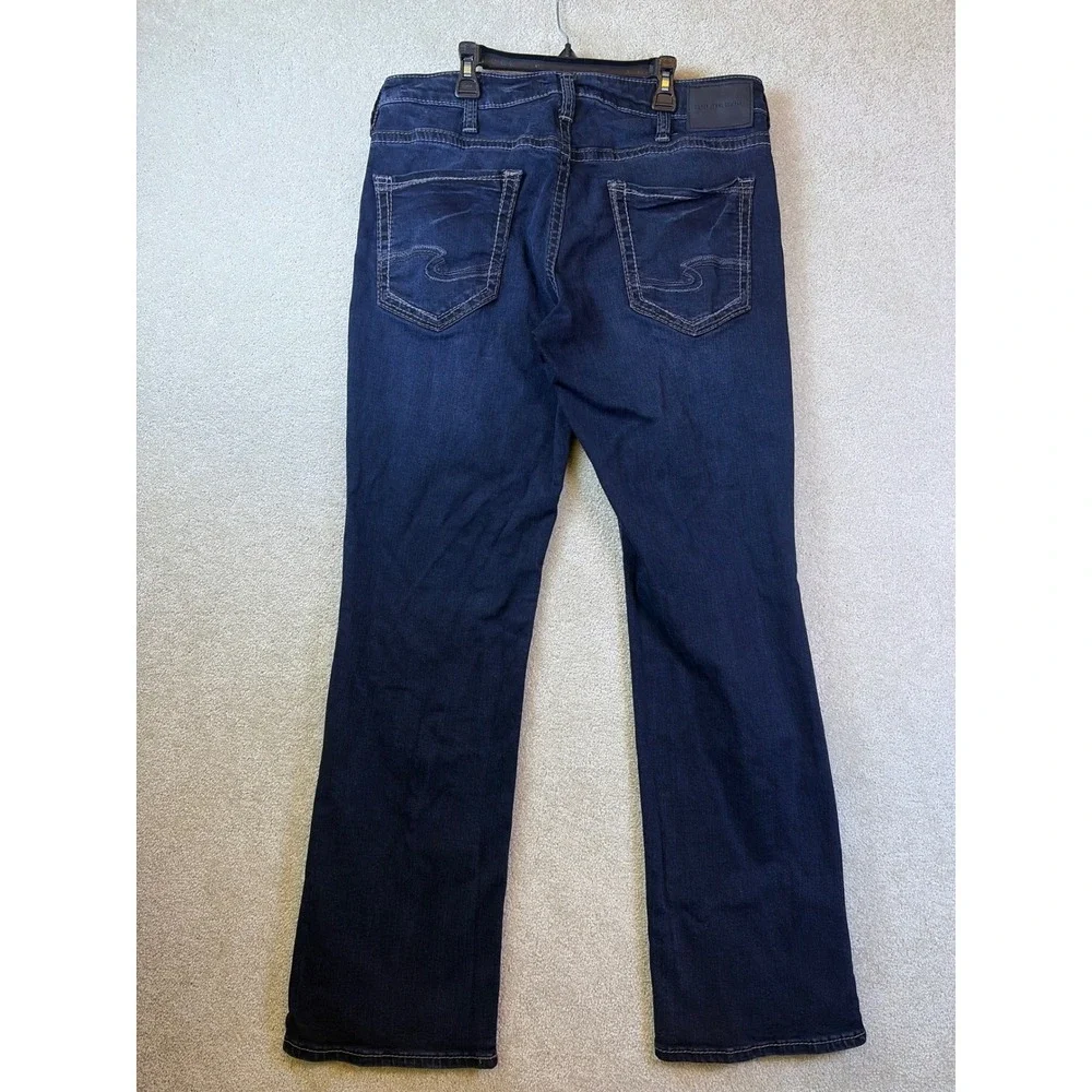 Silver Jeans Zac Relaxed Straight Jeans Mens 36x34 Blue Dark Wash M42408EBB419